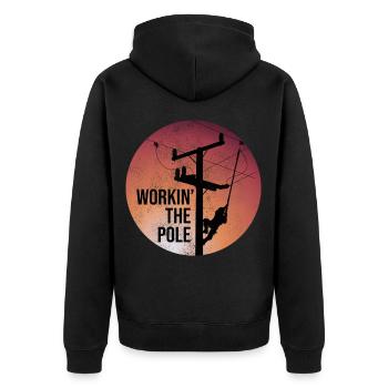 Elektriker - Unisex Premium Bio Zip Hoodie - Schwarz - Hinten - Nico (187cm)
