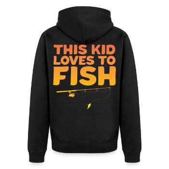 Kinder Angeln Dieses Kind liebt es zu fischen Fish - Unisex Premium Bio Zip Hoodie - Schwarz - Hinten - Nico (187cm)