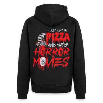 Horror Horrorfilm - Unisex Premium Bio Zip Hoodie - Schwarz - Hinten - Nico (187cm)