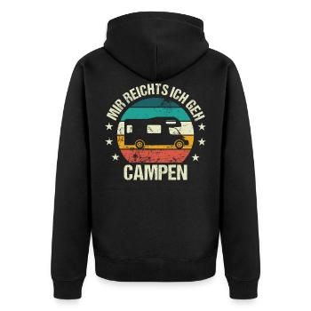 Mir reichts ich geh Campen Wohnmobil - Unisex Premium Bio Zip Hoodie - Schwarz - Hinten - Nico (187cm)