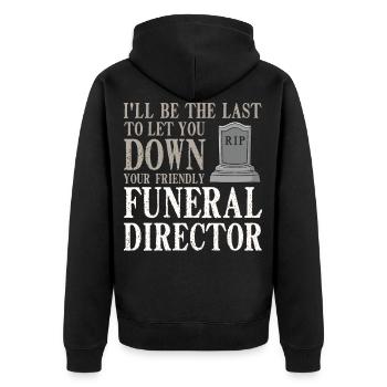 Bestatter Bestattung Beerdigung Begräbnis Friedhof - Unisex Premium Bio Zip Hoodie - Schwarz - Hinten - Nico (187cm)