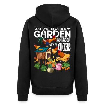 Jardinage & poulets amateurs de jardin cadeau - Veste à capuche bio Premium Unisexe - noir - Dos - Nico (187cm)