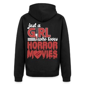 Horror Horrorfilm - Unisex Premium Bio Zip Hoodie - Schwarz - Hinten - Nico (187cm)