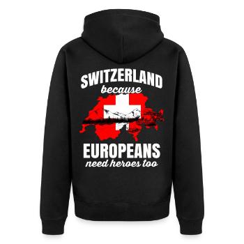 Switzerland Flag Swiss German Bern Zurich Alps - Unisex Premium Organic Zip Hoodie - black - Back - Nico (187cm)