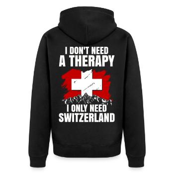 Switzerland Swiss Swiss Gift Alps Mountains Flag - Unisex Premium Organic Zip Hoodie - black - Back - Nico (187cm)