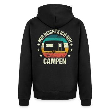 Mir reichts ich geh Campen Wohnwagen Camper - Unisex Premium Bio Zip Hoodie - Schwarz - Hinten - Nico (187cm)