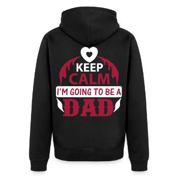 KEEP CLAM I M GOING TO BE DAD - Unisex Premium Bio Zip Hoodie - Schwarz - Hinten - Nico (187cm)