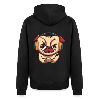 Brawlen Hund Brawl Gamer Zocken Gaming Game Dog - Unisex Premium Organic Zip Hoodie - black - Back - Nico (187cm)