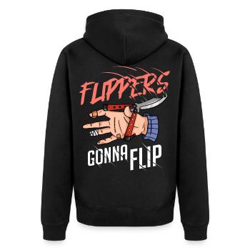 Balisong Butterflymesser Messer Butterfly - Unisex Premium Bio Zip Hoodie - Schwarz - Hinten - Nico (187cm)