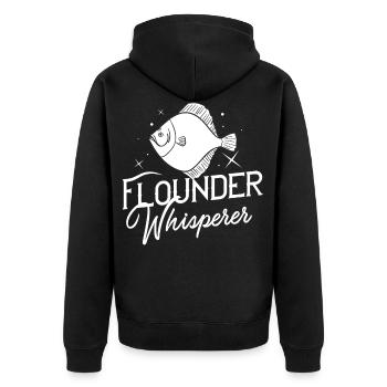 Flunder Fisch Plattfisch Angler Fischer Fischen - Unisex Premium Bio Zip Hoodie - Schwarz - Hinten - Nico (187cm)