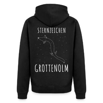 Grottenolm Sternenhimmel - Unisex Premium Bio Zip Hoodie - Schwarz - Hinten - Nico (187cm)