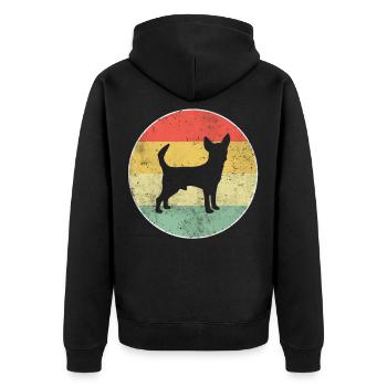 Chihuahua Hund Retro - Unisex Premium Bio Zip Hoodie - Schwarz - Hinten - Nico (187cm)