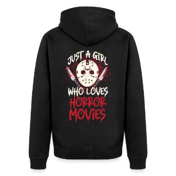 Horror Horrorfilm - Unisex Premium Bio Zip Hoodie - Schwarz - Hinten - Nico (187cm)
