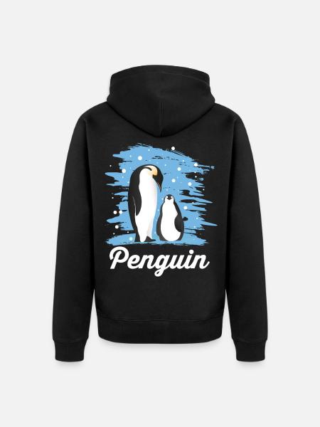 Pinguin - Unisex Premium Bio Zip Hoodie - Schwarz