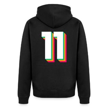 11 - Unisex Premium Organic Zip Hoodie - black - Back - Nico (187cm)