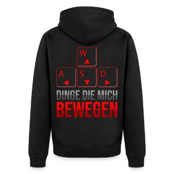 WASD PC Gamer Computer Gaming Zocken Tastatur - Unisex Premium Bio Zip Hoodie - Schwarz - Hinten - Nico (187cm)