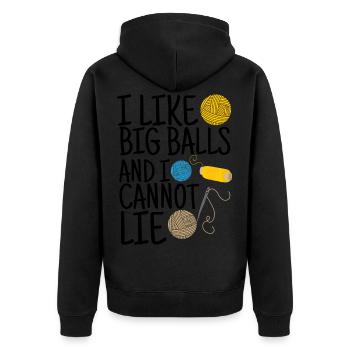 I Turn Yarns Into Things Crocheter Crocheting - Unisex Premium Bio Zip Hoodie - Schwarz - Hinten - Nico (187cm)