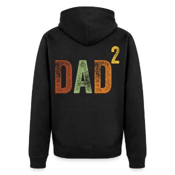 Vater Hoch Zwei - Papa Dad Vatertag Retro Väter - Unisex Premium Bio Zip Hoodie - Schwarz - Hinten - Nico (187cm)