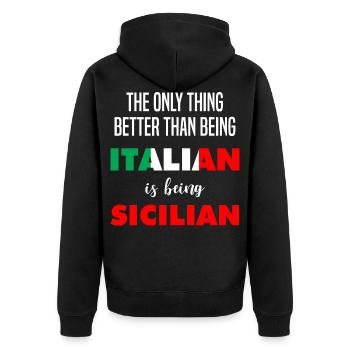 Lustiger italienischer Humor Italien Stolz Stolze - Unisex Premium Bio Zip Hoodie - Schwarz - Hinten - Nico (187cm)
