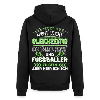 Fußballer Geschenk Fussball Spruch Fußballspieler - Unisex Premium Bio Zip Hoodie - Schwarz - Hinten - Nico (187cm)