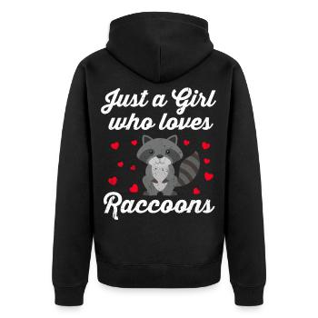 Waschbär Marder Racoon Tier Geschenk Frettchen - Unisex Premium Bio Zip Hoodie - Schwarz - Hinten - Nico (187cm)