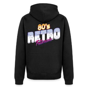 80's Retro Vintage Disco 80er Geschenk - Unisex Premium Bio Zip Hoodie - Schwarz - Hinten - Nico (187cm)