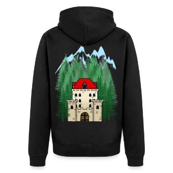 Château Historique Moyen Age Forteresse Maison du Château - Veste à capuche bio Premium Unisexe - noir - Dos - Nico (187cm)
