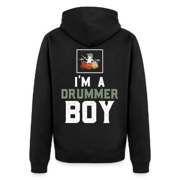 Schlagzeug spieler Schlagzeuger Trommer Drummer - Unisex Premium Bio Zip Hoodie - Schwarz - Hinten - Nico (187cm)
