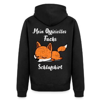 Fuchs Schlafshirt - Unisex Premium Bio Zip Hoodie - Schwarz - Hinten - Nico (187cm)