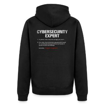 Cybersecurity Expert Definition, cyber security - Unisex Premium Bio Zip Hoodie - Schwarz - Hinten - Nico (187cm)