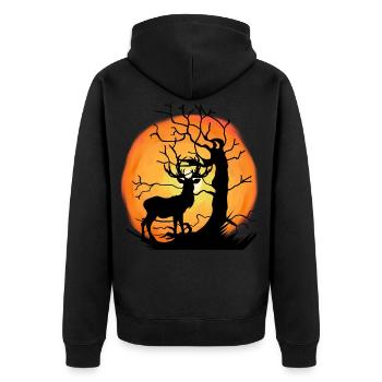 Faune Habitants de la forêt Forêt Animal Cerf Nature Soleil - Veste à capuche bio Premium Unisexe - noir - Dos - Nico (187cm)
