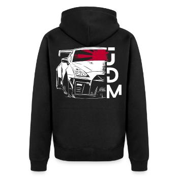 If one day the speed kills me.. / Paul Walker JDM - Unisex Premium Bio Zip Hoodie - Schwarz - Hinten - Nico (187cm)