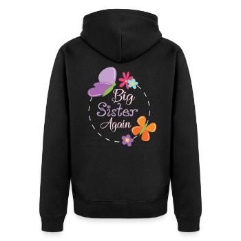 je vais de nouveau grand frère soeur bébé big - Veste à capuche bio Premium Unisexe - noir - Dos - Nico (187cm)