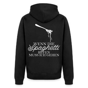 Spaghetti Nudeln Spruch - Unisex Premium Bio Zip Hoodie - Schwarz - Hinten - Nico (187cm)