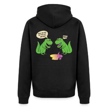 saurier tu as mangé la dernière licorne dino - Veste à capuche bio Premium Unisexe - noir - Dos - Nico (187cm)