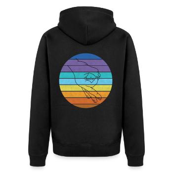 Reingeschaut Reingeguckt Retro Meme - Unisex Premium Bio Zip Hoodie - Schwarz - Hinten - Nico (187cm)