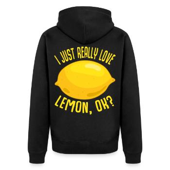 I Just Really Love Lemon, Ok cadeau citron - Veste à capuche bio Premium Unisexe - noir - Dos - Nico (187cm)