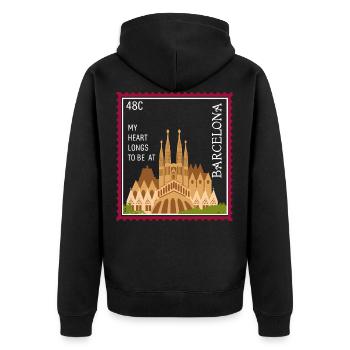 Sagrada Familia Gaudi Kunst Kirche Barca Herz - Unisex Premium Bio Zip Hoodie - Schwarz - Hinten - Nico (187cm)