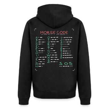 Morse Code Amateurfunker Funkamateur - Unisex Premium Bio Zip Hoodie - Schwarz - Hinten - Nico (187cm)