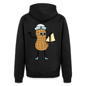 Peanut child sailor sailing ship play maritime - Unisex Premium Organic Zip Hoodie - black - Back - Nico (187cm)