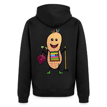 Erdnusss Freak Bauer Bio Öko Gemüse Anbau - Unisex Premium Bio Zip Hoodie - Schwarz - Hinten - Nico (187cm)