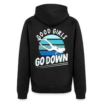 Diving Diver Deep Sea Diver Freediving Apnea - Unisex Premium Organic Zip Hoodie - black - Back - Nico (187cm)