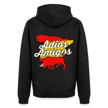 Spanien - Unisex Premium Bio Zip Hoodie - Schwarz - Hinten - Nico (187cm)