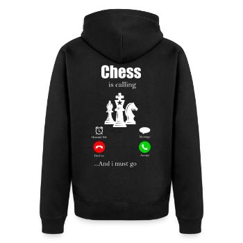 Chess Tactics Chess Mat Mindsport Chess Runner - Unisex Premium Organic Zip Hoodie - black - Back - Nico (187cm)