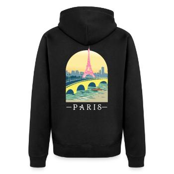 Paris Frankreich Eiffelturm Turm Stadt Reisen Sein - Unisex Premium Bio Zip Hoodie - Schwarz - Hinten - Nico (187cm)