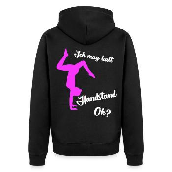 Handstand Turnen Spruch - Unisex Premium Bio Zip Hoodie - Schwarz - Hinten - Nico (187cm)