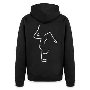 Handstand Turnen Linien - Unisex Premium Bio Zip Hoodie - Schwarz - Hinten - Nico (187cm)