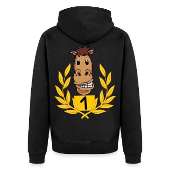 Chevaux Placement Cavaliers Chevauchant Cheval Fou - Veste à capuche bio Premium Unisexe - noir - Dos - Nico (187cm)