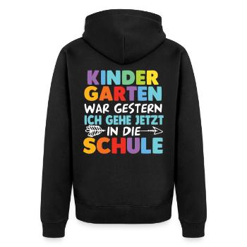 Kindergarten Abschied Schulanfang Schulkind - Unisex Premium Bio Zip Hoodie - Schwarz - Hinten - Nico (187cm)