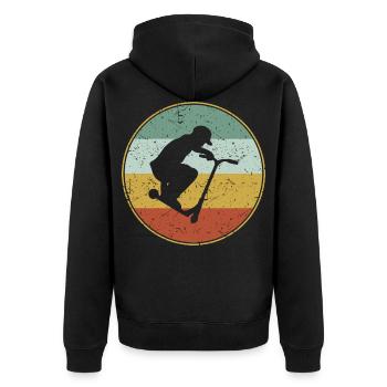 Vintage Stunt Scooter Tretroller Jungs Geschenk - Unisex Premium Bio Zip Hoodie - Schwarz - Hinten - Nico (187cm)